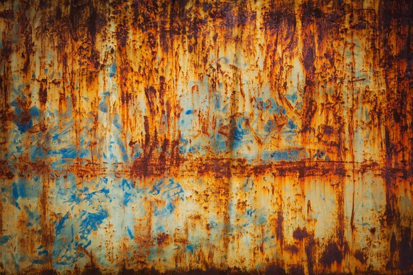 Metal pintado azul con textura oxidada —  Fotos de Stock