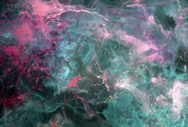 Siyah arka planda bir resim. Alkol mürekkebi modern soyut resim, modern sanat. Resmin renkli ve soyut arkaplanı. Soyut renkli arkaplan, duvar kağıdı. Çağdaş sanat.