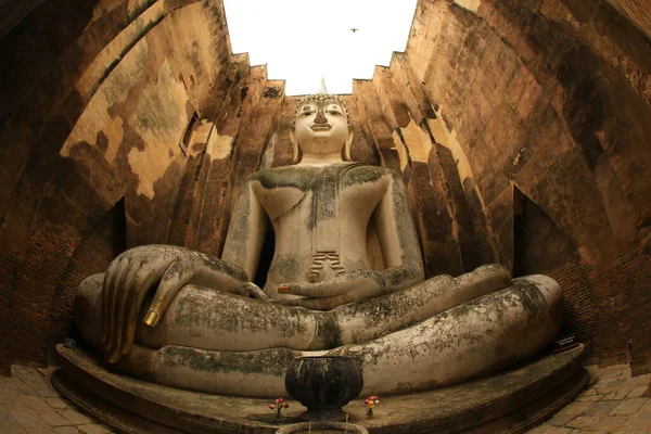 Wat Chum Sukhothai Historical Park Sitio Histórico Gran Estatua Buddha — Foto de Stock