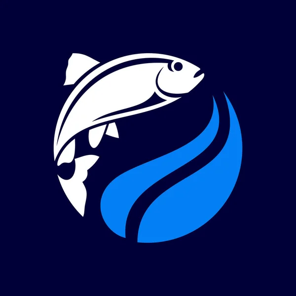 Logo Peixe Água Sobre Fundo Azul Escuro Vetor Eps8 — Vetor de Stock