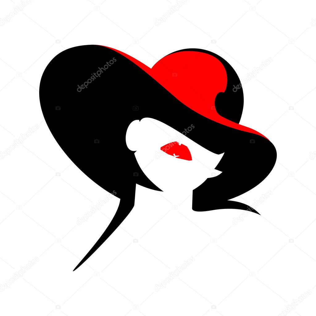 Girl in a red hat on a white background in vector EPS8