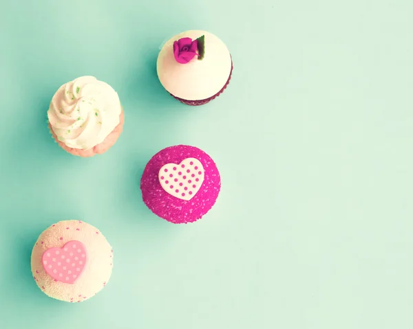 Día de San Valentín Vintage Cupcakes — Foto de Stock