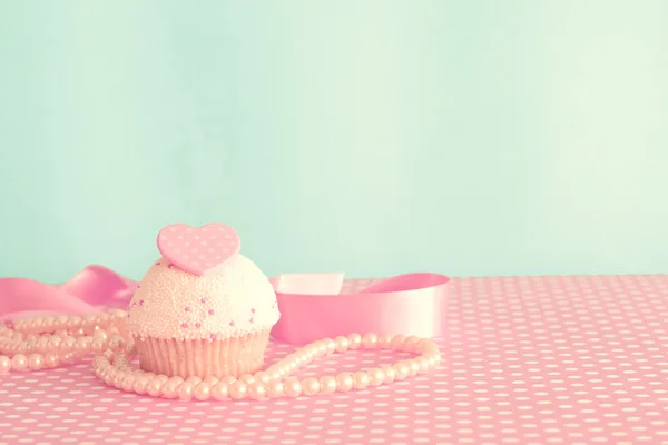 Vintage Valentines Day Cupcake — Φωτογραφία Αρχείου