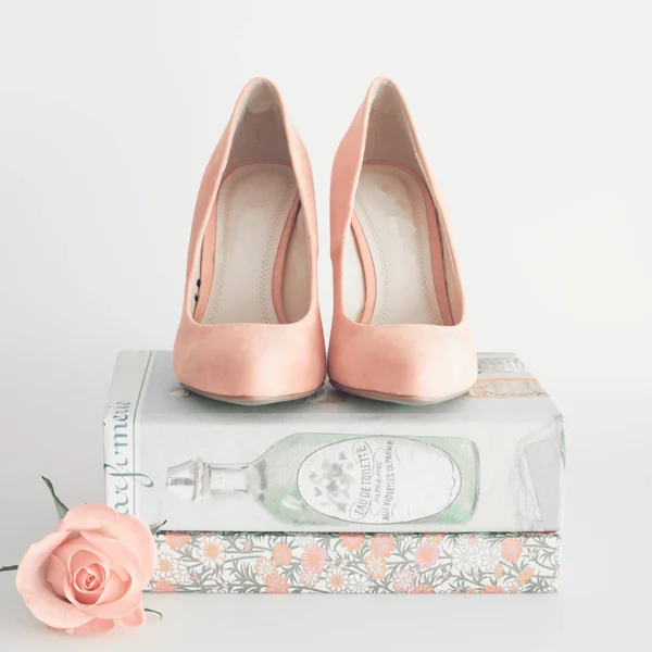 Heel shoes over books — Stock Photo, Image