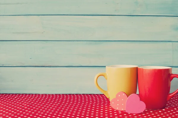 Tazas de café y corazones —  Fotos de Stock