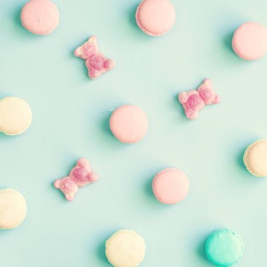 vintage pastel renkli Fransızca macaroons