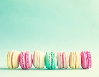 vintage pastel renkli Fransızca macaroons