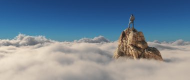Bir adam taş uçurumdan ayakta 