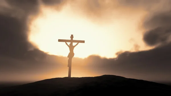 Silhouette of Jesus on  Cross o — Stock Photo, Image