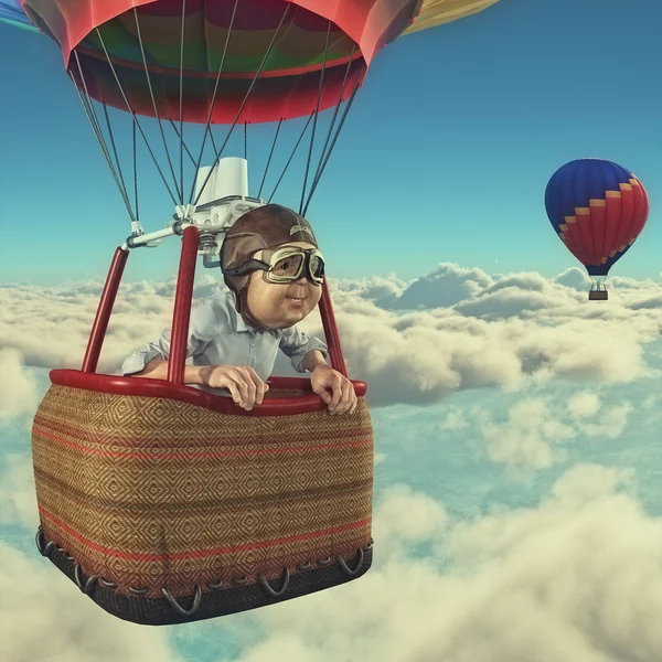 Homem voando nuvens — Fotografia de Stock