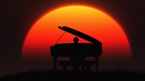 ピアノを弾くミュージシャンのシルエット — ストック写真