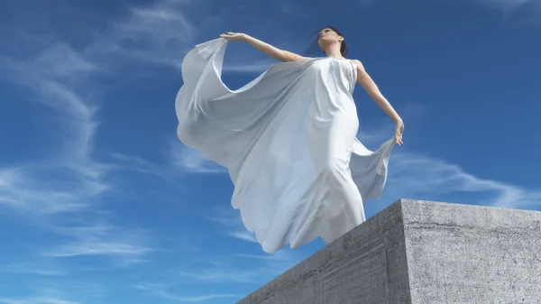 Mujer joven con un vestido blanco —  Fotos de Stock