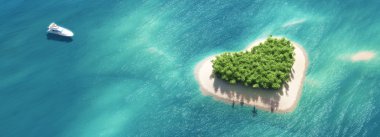 Tekne ve heartshaped Adası.