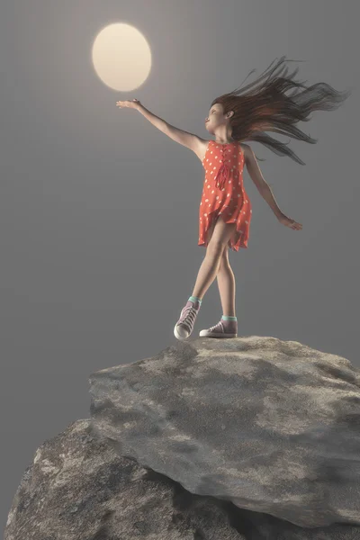 Teen dziewczyna stoi na klifie — Zdjęcie stockowe