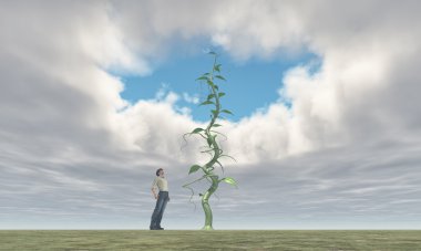 onun büyük beanstalk ararken çiftçi 