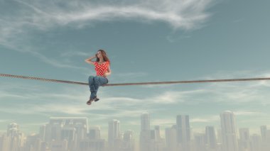  bir ip üzerinde oturan kadın 
