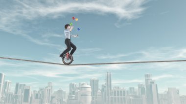 iş adamı binme unicycle