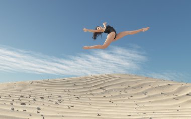 kum tepeleri üzerinde egzersiz kadın