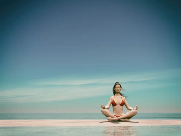 Exotische vrouw doet yoga — Stockfoto