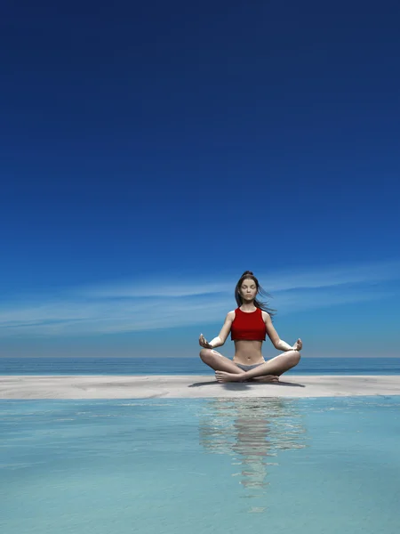 Exotische vrouw doet yoga — Stockfoto