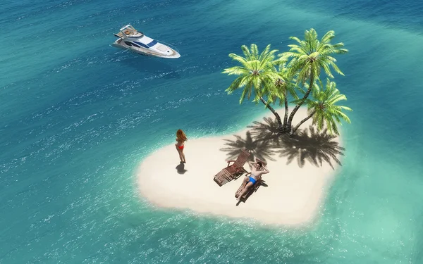 Paar entspannt auf einer tropischen Insel — Stockfoto