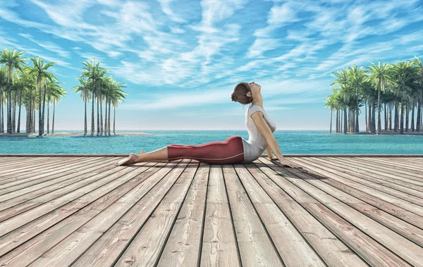 Kvinnan gör yoga session — Stockfoto