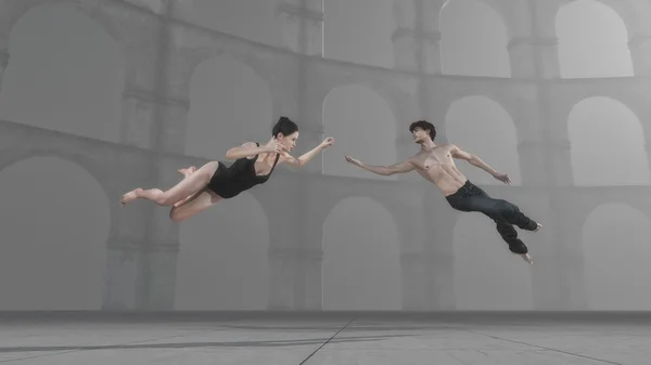 Young gymnasts performing — Stock Photo, Image