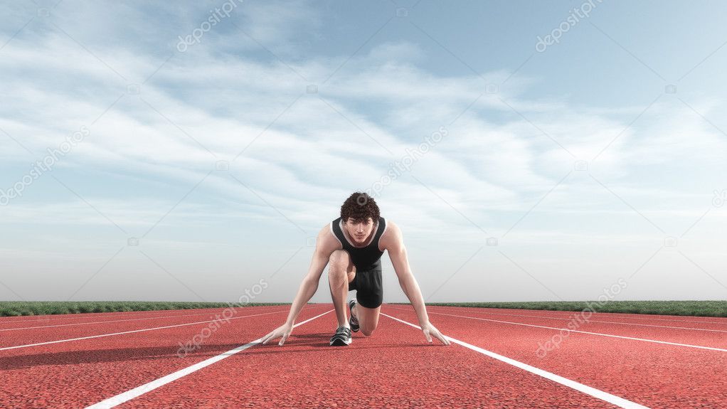 Young man kneeling