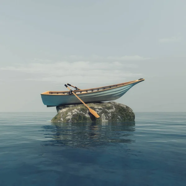 Човен на камені — стокове фото