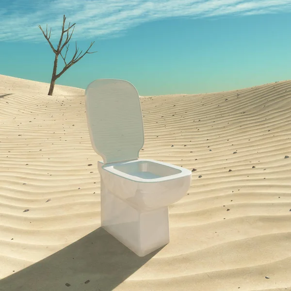 WC situado no deserto — Fotografia de Stock