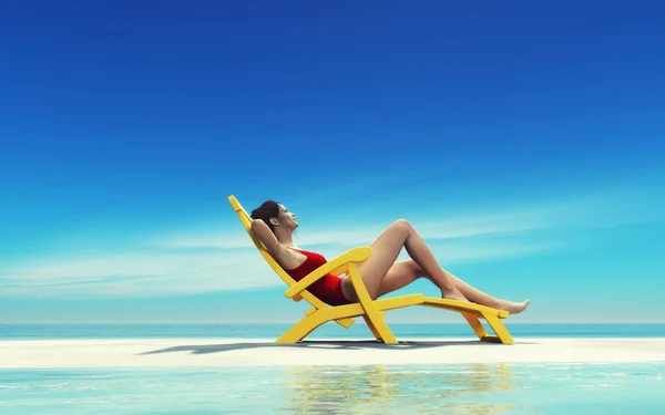 Schöne Frau am Strand — Stockfoto