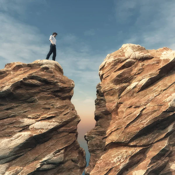 Joven sobre una roca — Foto de Stock