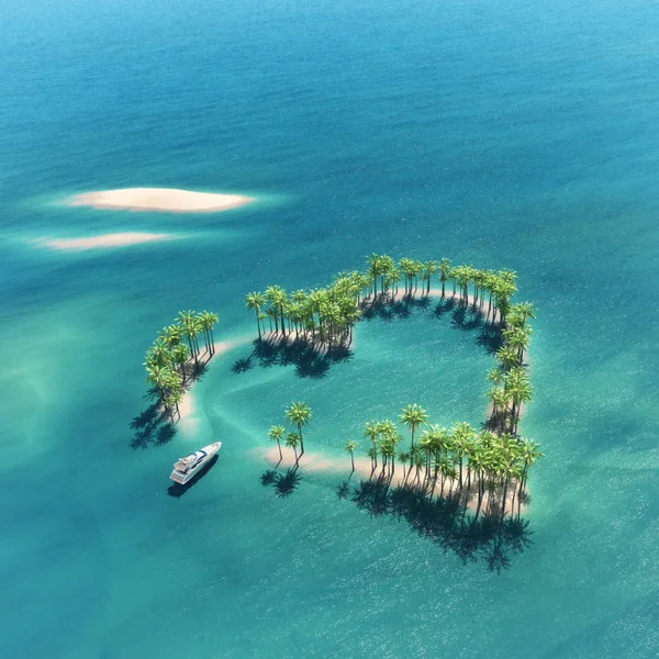 ハート形の熱帯の島 — ストック写真