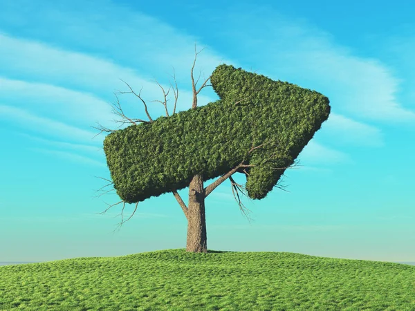 A green tree in the shape of an arrow — Stock Photo, Image