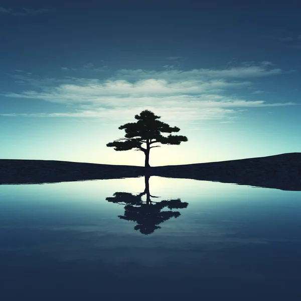 Árbol en medio de un río — Foto de Stock