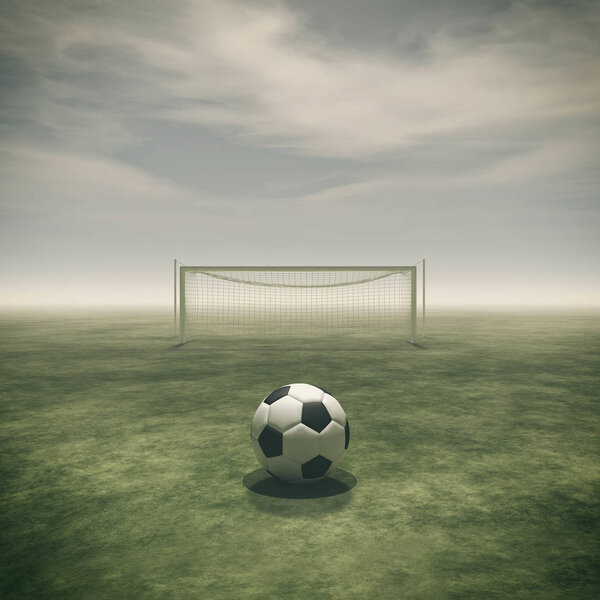 Soccer ball on a green grass 