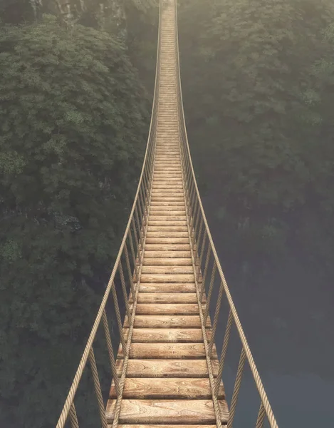 Веревочный мост взят — стоковое фото