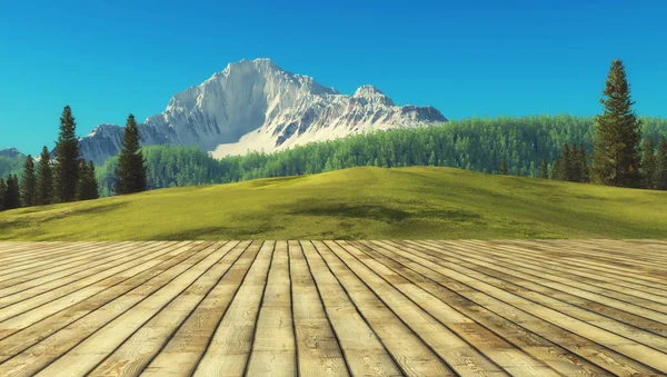 Вид з дерев'яної тераси — стокове фото