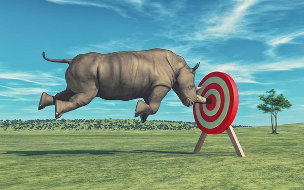 Rhino som syftar till att målet — Stockfoto