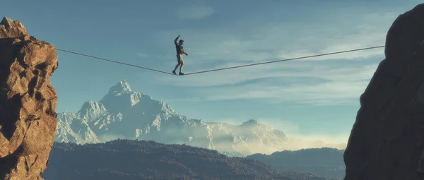 Joven caminando en equilibrio — Foto de Stock