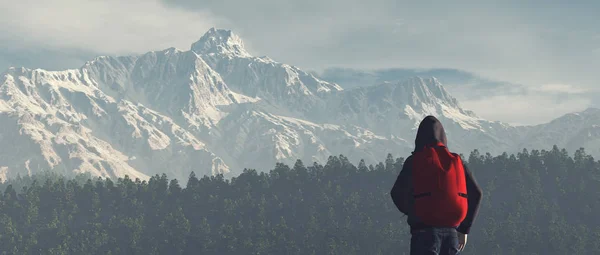 Anak muda di atas gunung — Stok Foto