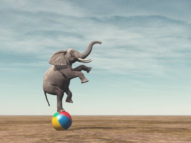 Bir elefant Dengeleme gerçeküstü görüntü