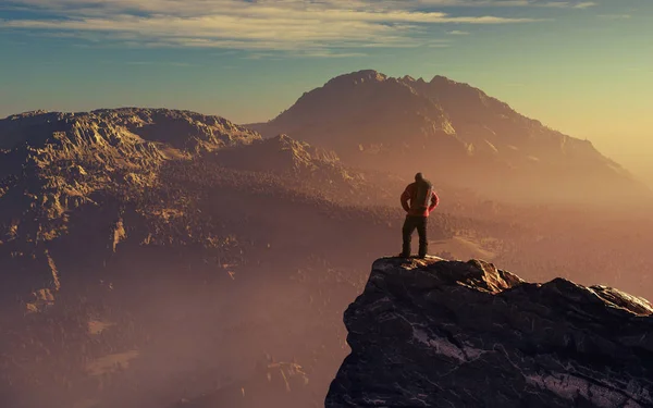 Wanderer auf den Berg — Stockfoto