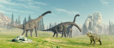 Doğadaki Brachiosaurus türleri. Bu 3 boyutlu bir çizim..
