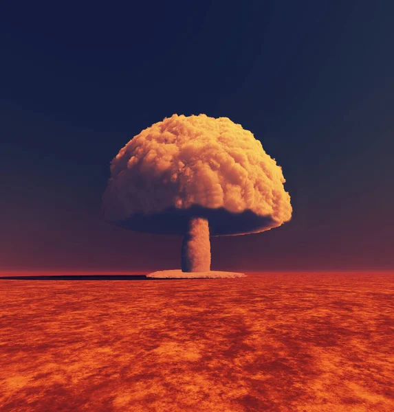 Nuclear Bomb Explosion Mushroom Cloud Smoke Illustration — Stock Photo, Image