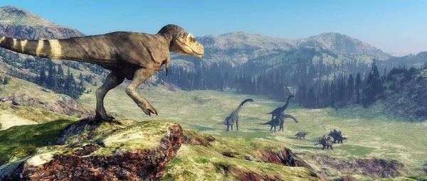 Rex Auf Jurassic Valley Dies Ist Eine Darstellung — Stockfoto