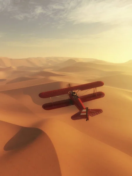 Vliegtuig Dat Woestijn Vliegt Dit Een Weergave Illustratie — Stockfoto