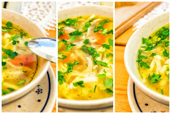 Eten verzameling van verschillende chicken soup — Stockfoto