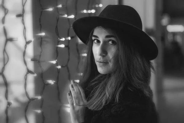 Black and white art photography monochrome, girl in hat