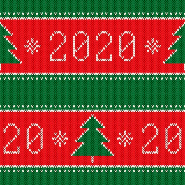 New Year 2020. Winter Holiday Seamless Knitted Background. Wool Knit Texture Imitation